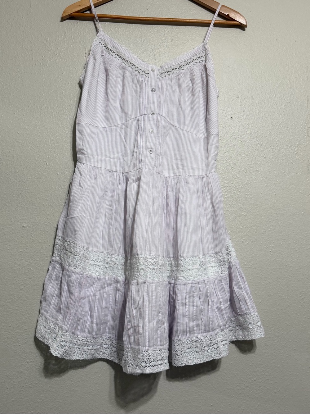 aerie White/lavender Cotton Lace-Trim Top